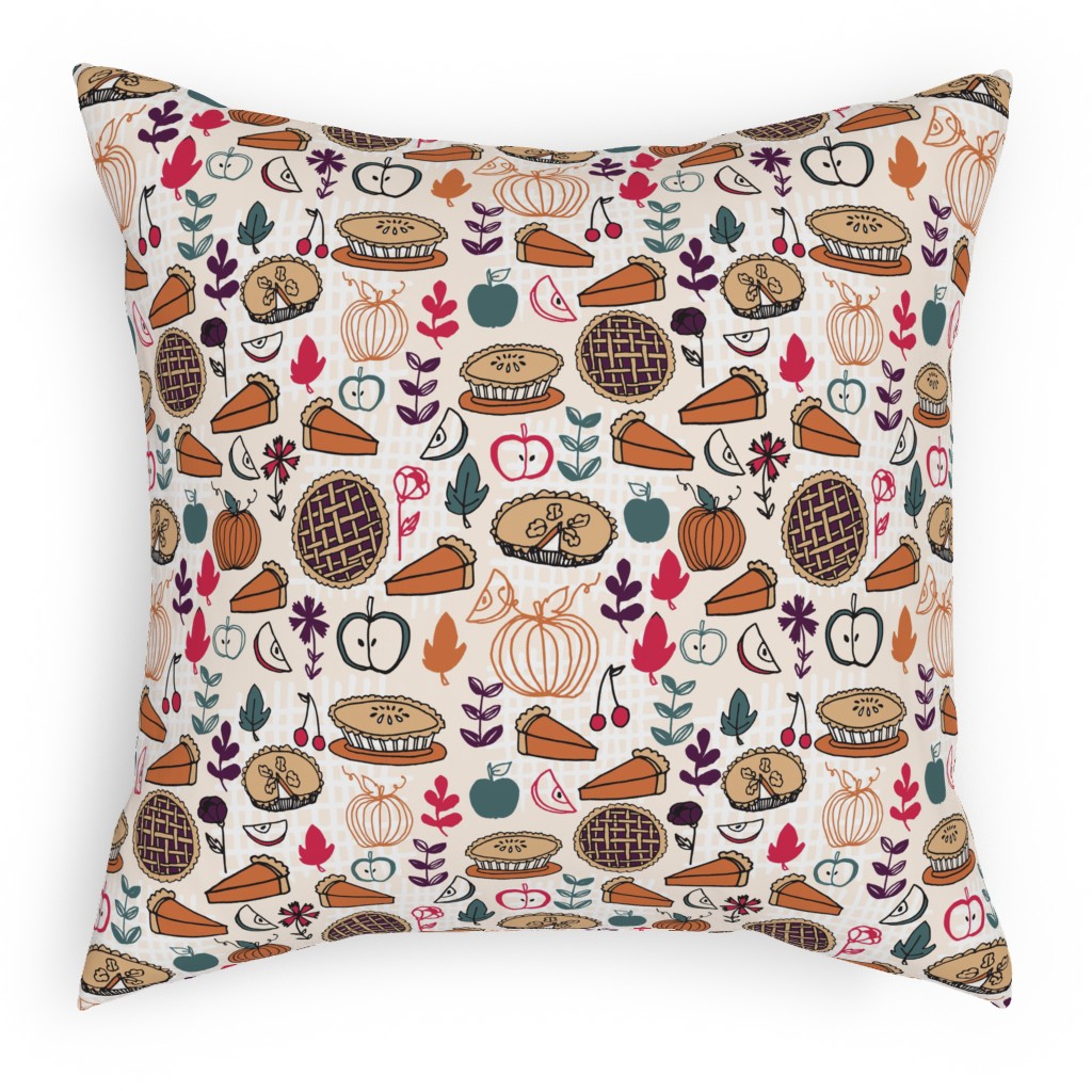 Thanksgiving Apple and Pumpkin Pies Pillow, Woven, Black, 18x18, Single Sided, Multicolor