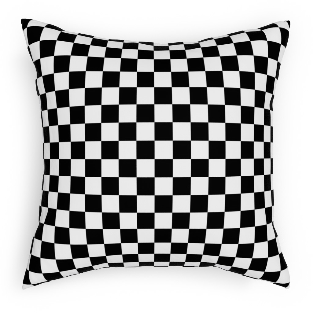 Checker - Black and White Pillow, Woven, Black, 18x18, Single Sided, Black