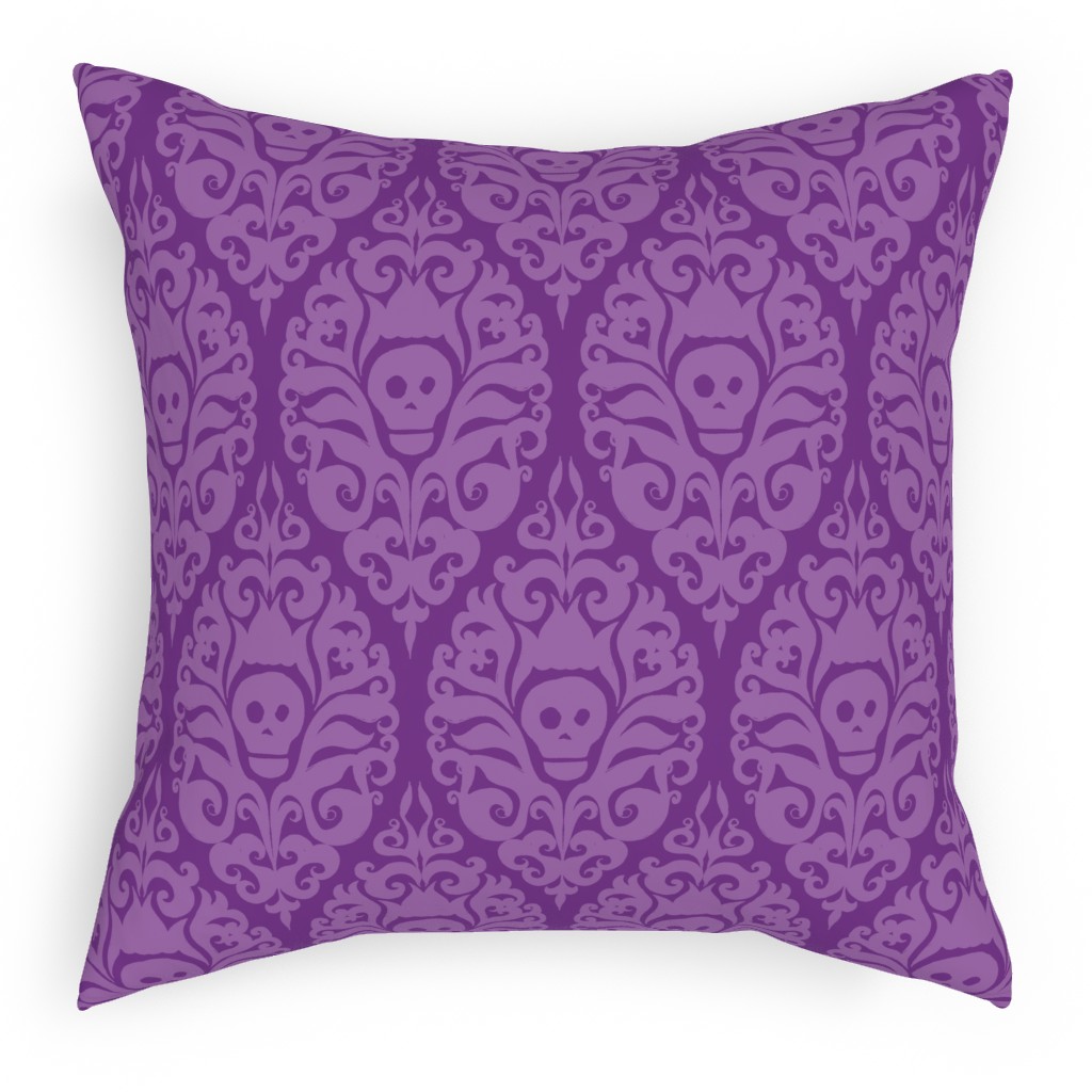 Spooky Damask - Purple Pillow, Woven, Black, 18x18, Single Sided, Purple