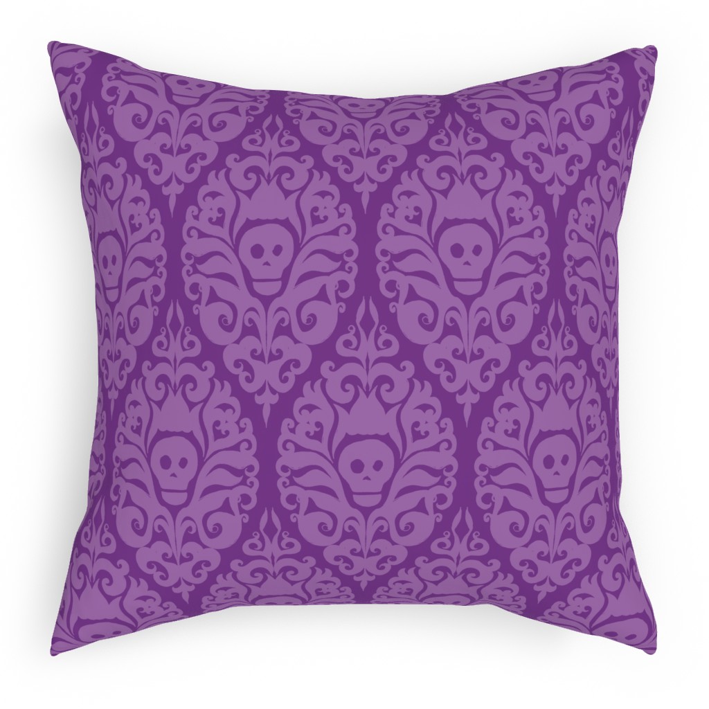 Spooky Damask - Purple Pillow, Woven, Black, 18x18, Single Sided, Purple, Purple