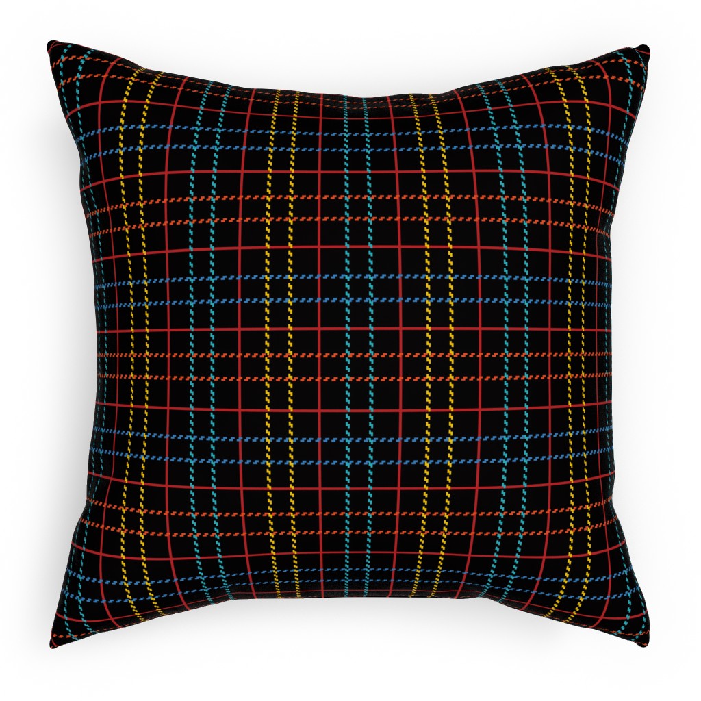 Grid Plaid - Dark Multi Pillow, Woven, Black, 18x18, Single Sided, Black