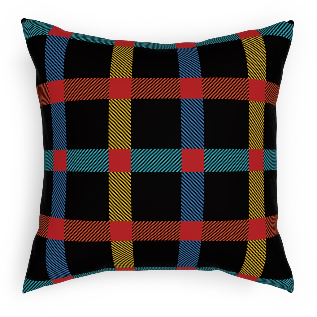 Pnw Rainier Plaid Pillow, Woven, Black, 18x18, Single Sided, Multicolor