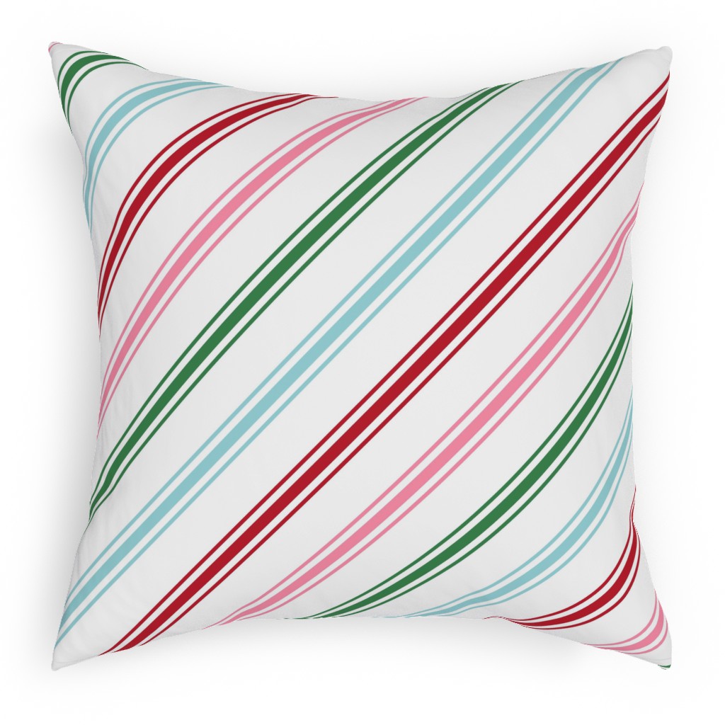 Christmas Wish Candy Cane Stripes - Multi Pillow, Woven, Black, 18x18, Single Sided, Multicolor