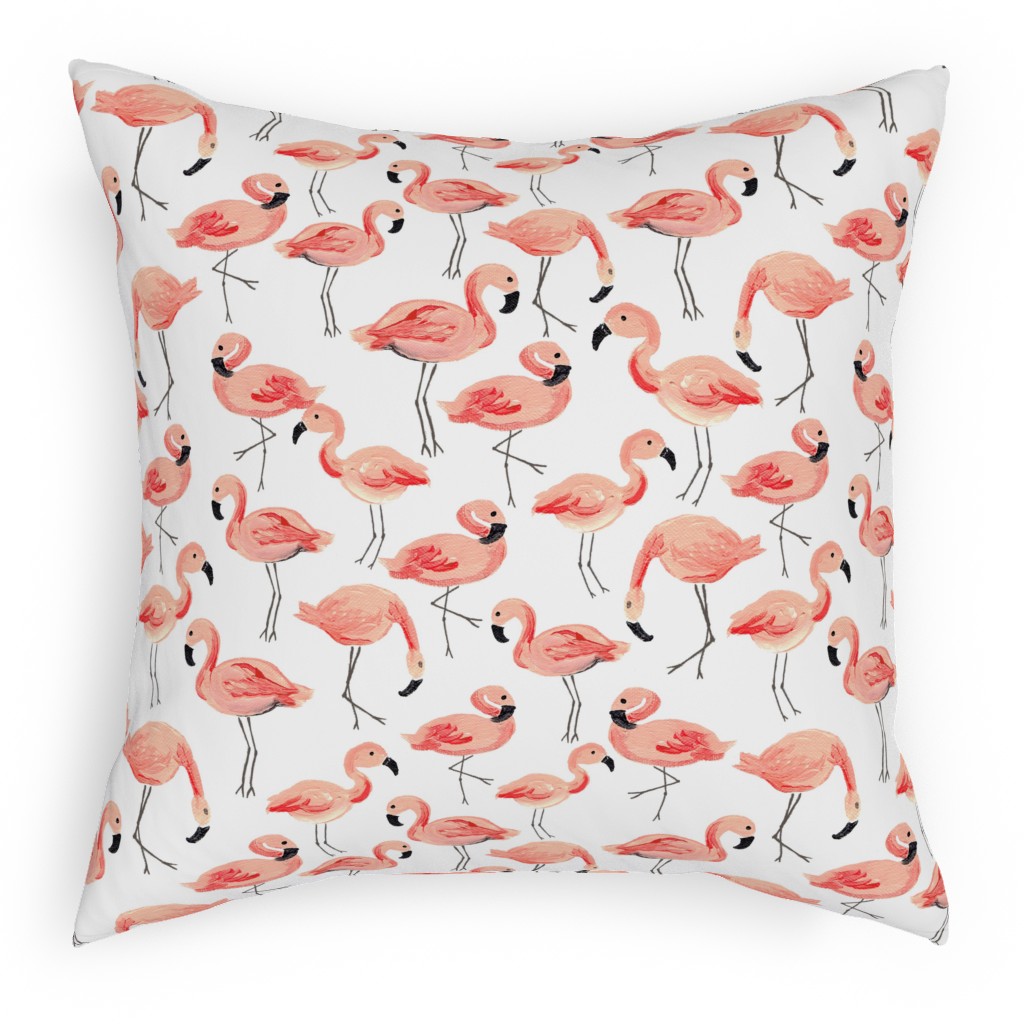Flamingo Party - Pink Pillow, Woven, Black, 18x18, Single Sided, Pink