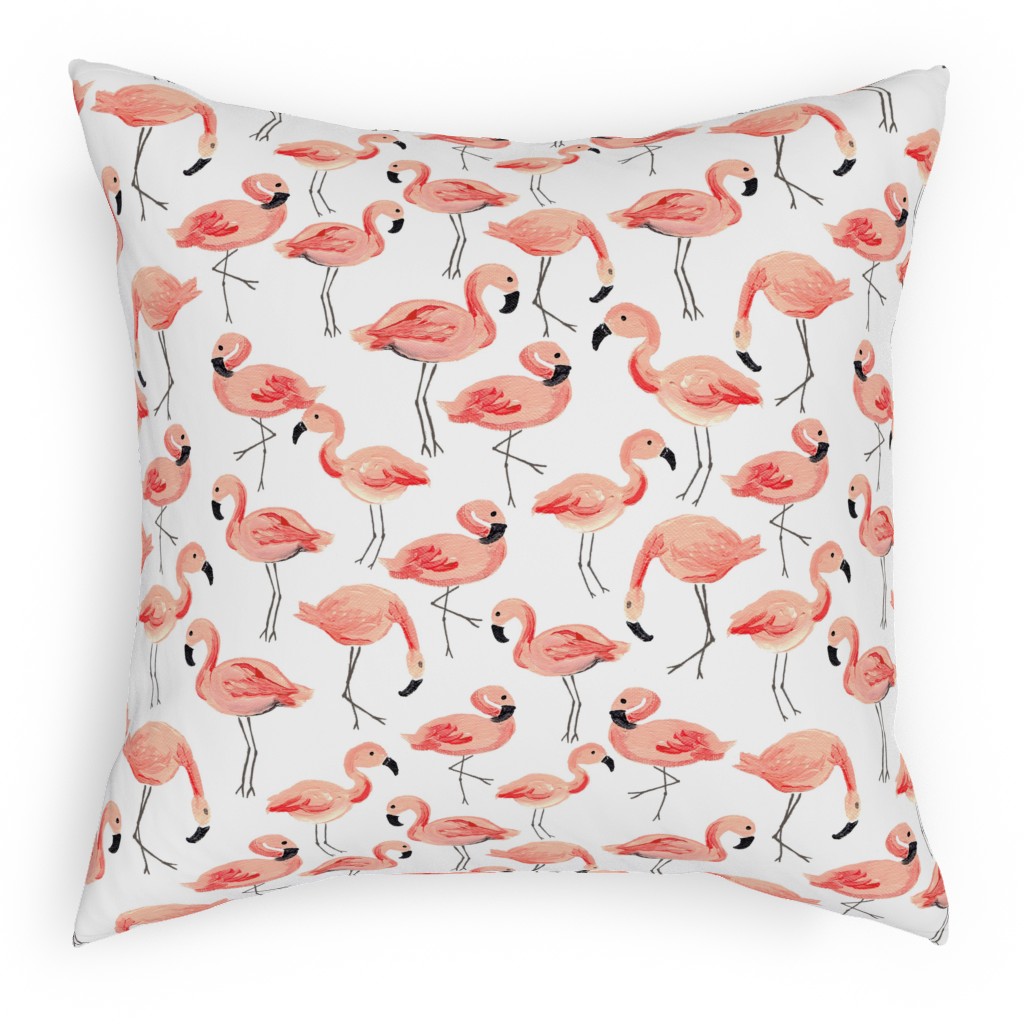 Flamingo Party - Pink Pillow, Woven, Black, 18x18, Single Sided, Pink, Bright Pink