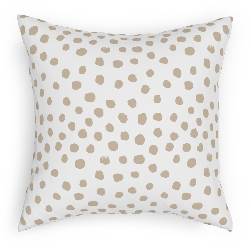 Soft Painted Dots Pillow, Woven, Black, 18x18, Single Sided, Beige, Wheat