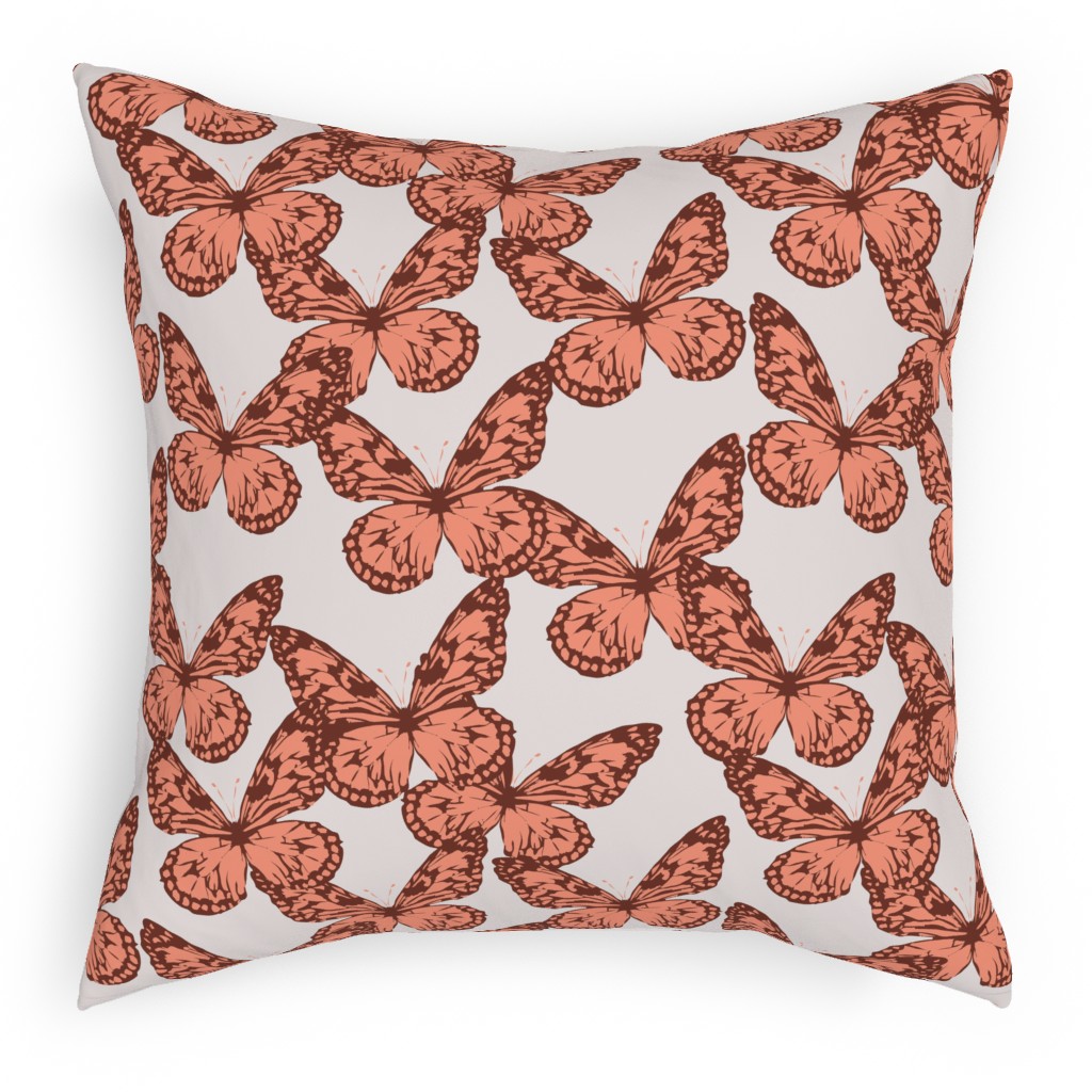 Butterfly Pillow, Woven, Black, 18x18, Single Sided, Pink, Priscilla