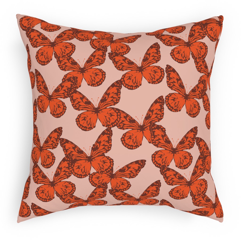 Butterfly Pillow, Woven, Black, 18x18, Single Sided, Orange, Fawn