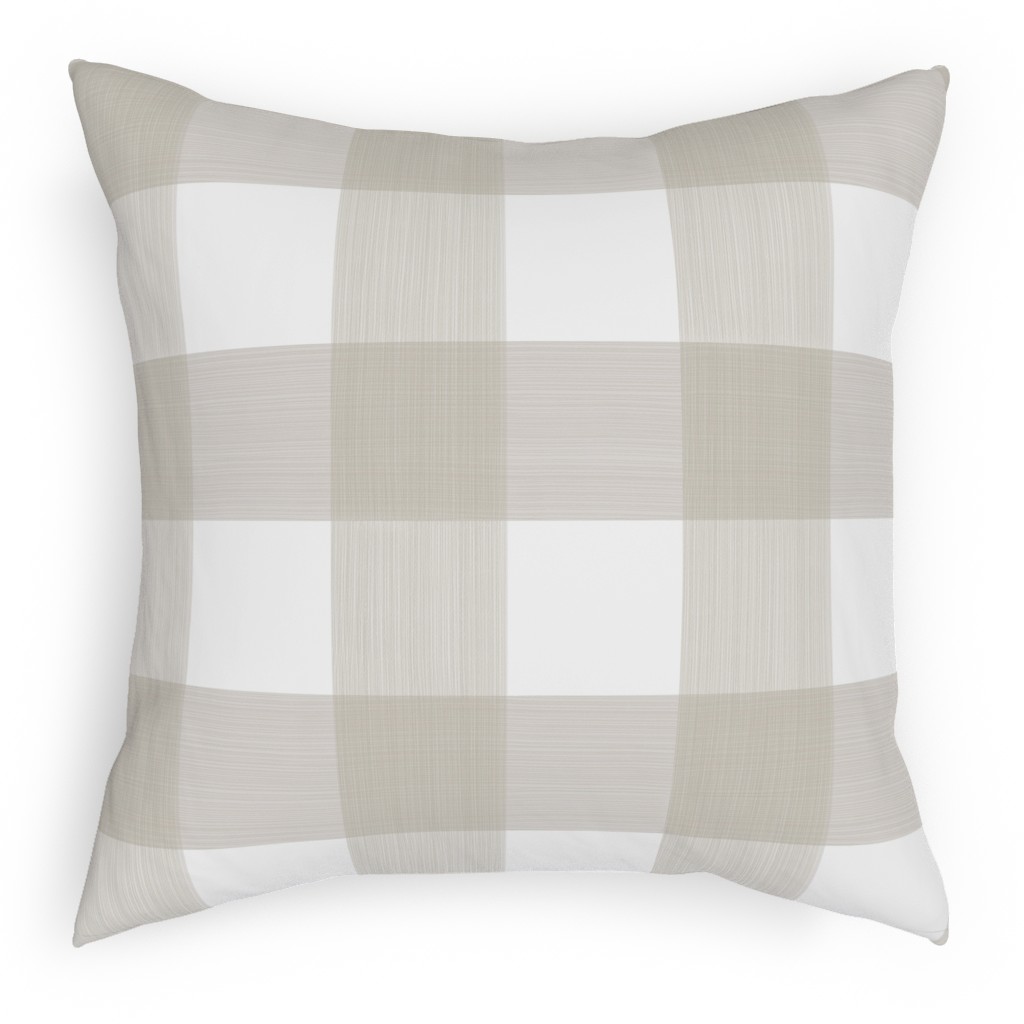 Buffalo Check Pillow, Woven, Black, 18x18, Single Sided, Beige, Wheat