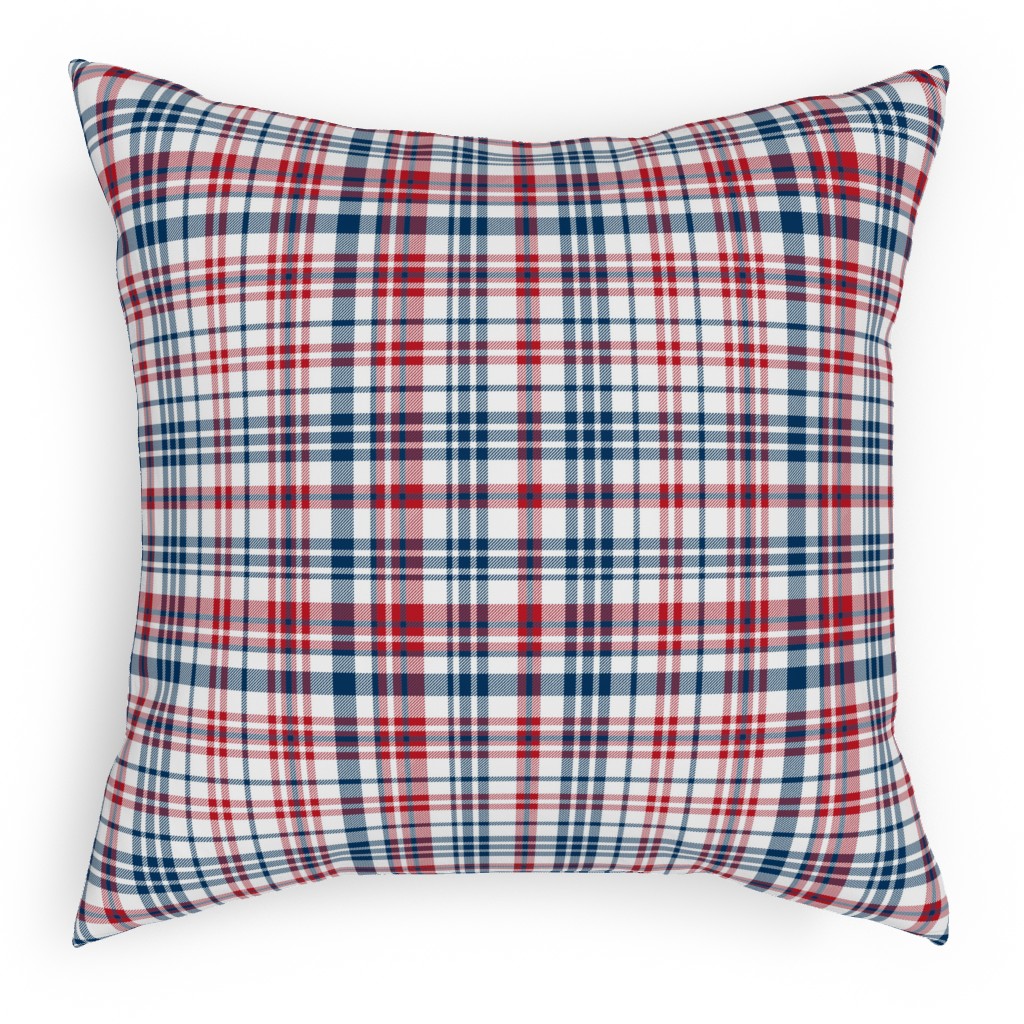 American Plaid - Blue and Red Pillow, Woven, Black, 18x18, Single Sided, Multicolor