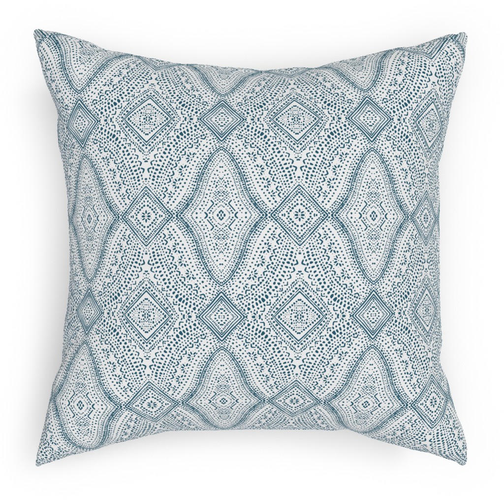 Tribal Dot - Navy Pillow, Woven, Black, 18x18, Single Sided, Blue