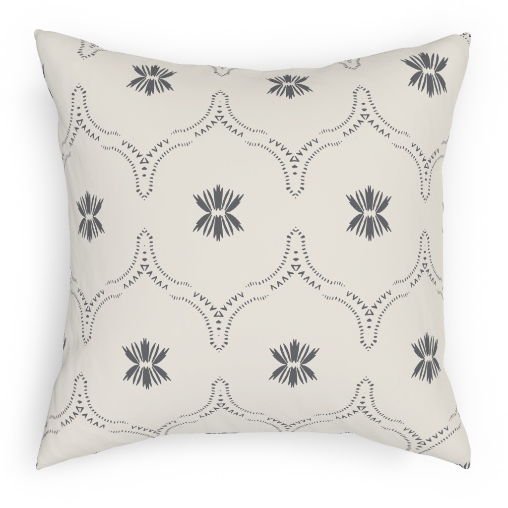 Jasmin Wildflower Deco Pillow, Woven, Black, 18x18, Single Sided, Beige, Pebble