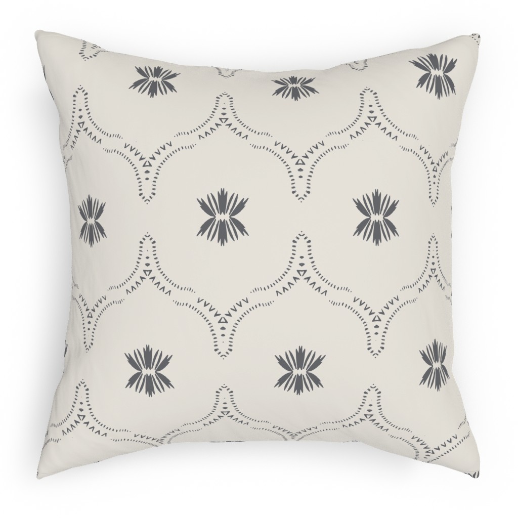 Jasmin Wildflower Deco Pillow, Woven, Black, 18x18, Single Sided, Beige