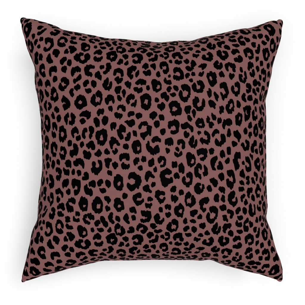 Leopard - Pale Mauve Pillow, Woven, Black, 18x18, Single Sided, Pink