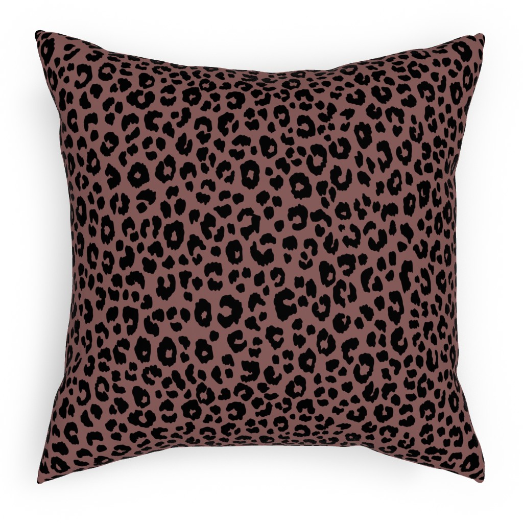 Leopard - Pale Mauve Pillow, Woven, Black, 18x18, Single Sided, Pink, Bright Pink