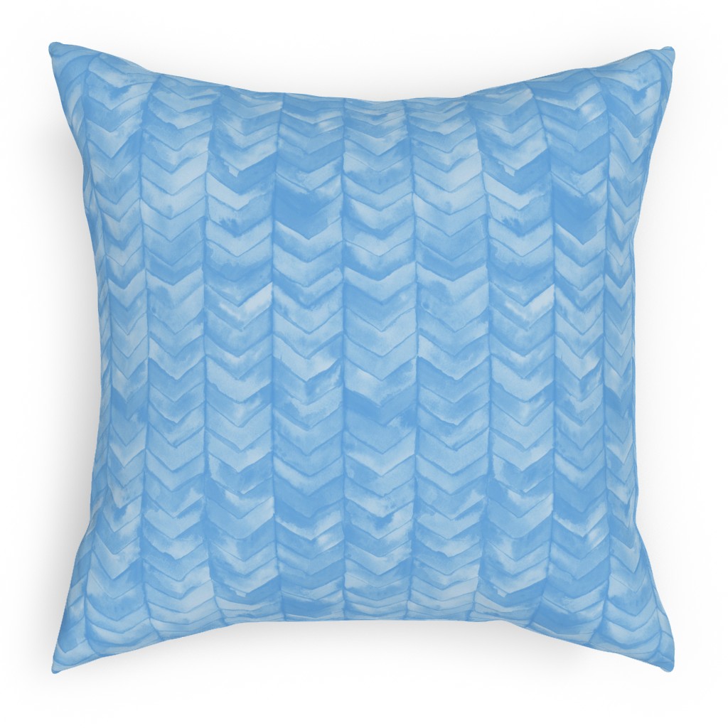Watercolor Chevron Pillow, Woven, Black, 18x18, Single Sided, Blue