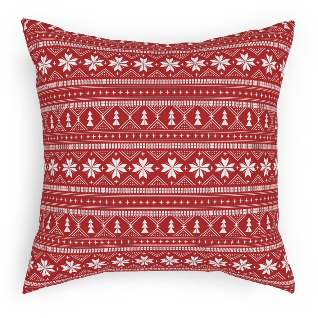 Nordic Sweater - Red Pillow, Woven, Black, 18x18, Single Sided, Red