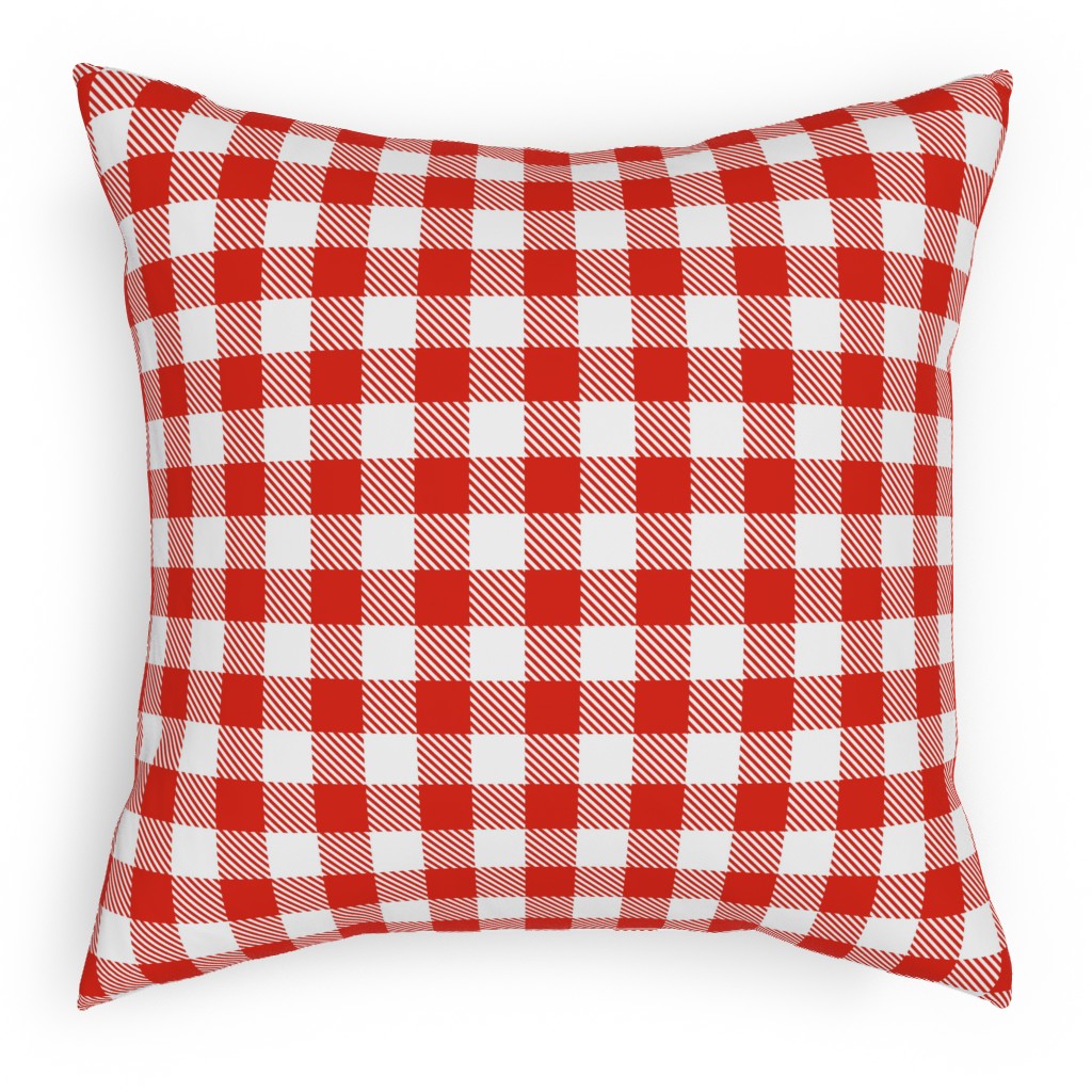 Red Gingham Pattern Pillow, Woven, Black, 18x18, Single Sided, Red