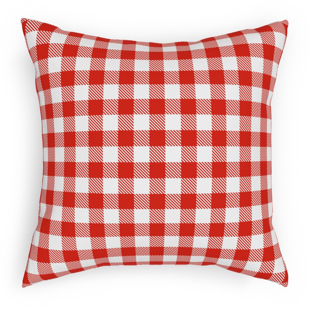 Red Gingham Pattern Pillow, Woven, Black, 18x18, Single Sided, Red, Red