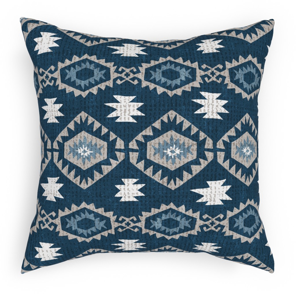 Kilim Me - Blue Pillow, Woven, Black, 18x18, Single Sided, Blue