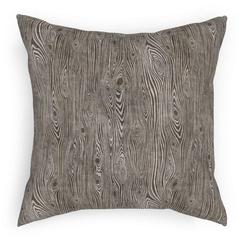 Woodgrain Driftwood Pillow, Woven, Black, 18x18, Single Sided, Brown, Ash