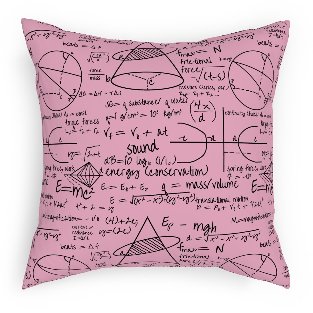 Common Equations Pillow, Woven, Black, 18x18, Single Sided, Pink, Lipstick