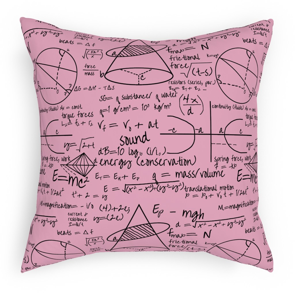 Common Equations Pillow, Woven, Black, 18x18, Single Sided, Pink