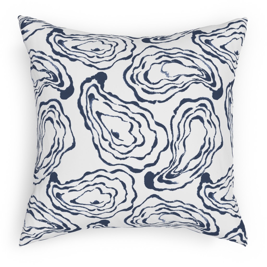 Oysters Paisley - Navy Pillow, Woven, Black, 18x18, Single Sided, Blue