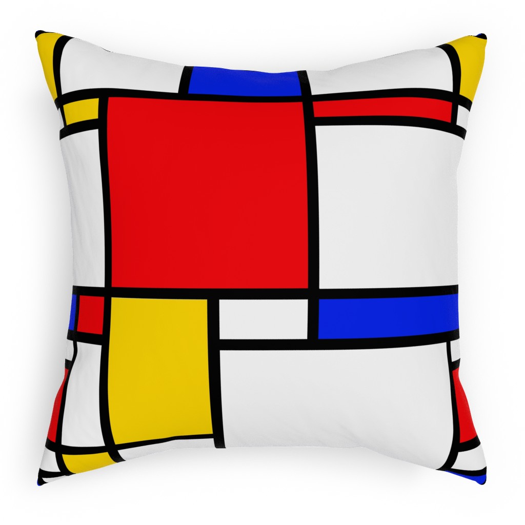 Mondrian Pillow, Woven, Black, 18x18, Single Sided, Multicolor