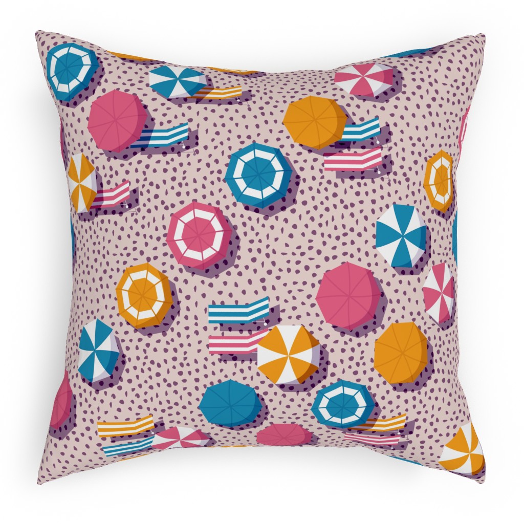 My Summer Vacay - Pink Pillow, Woven, Black, 18x18, Single Sided, Pink, Bright Pink