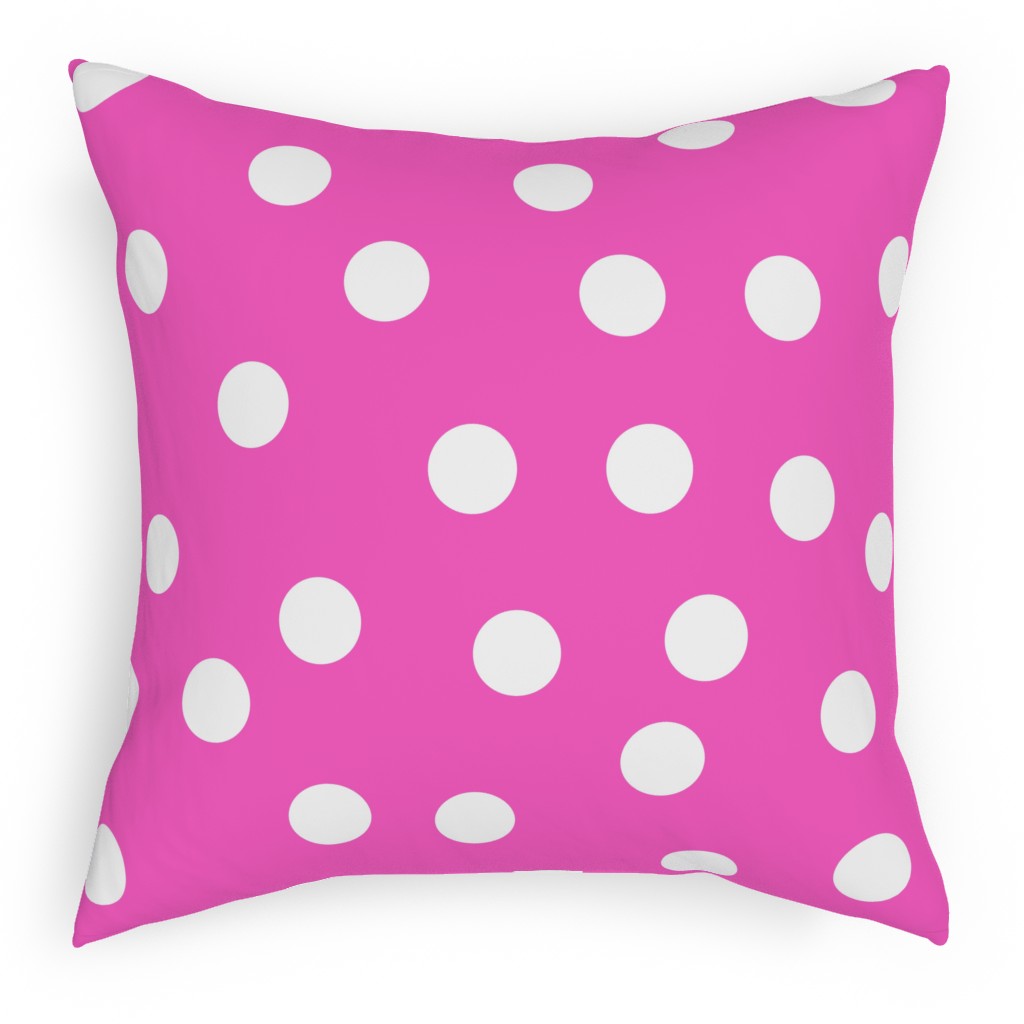Polka Dot Scatter - Pink Pillow, Woven, Black, 18x18, Single Sided, Pink, Bright Pink