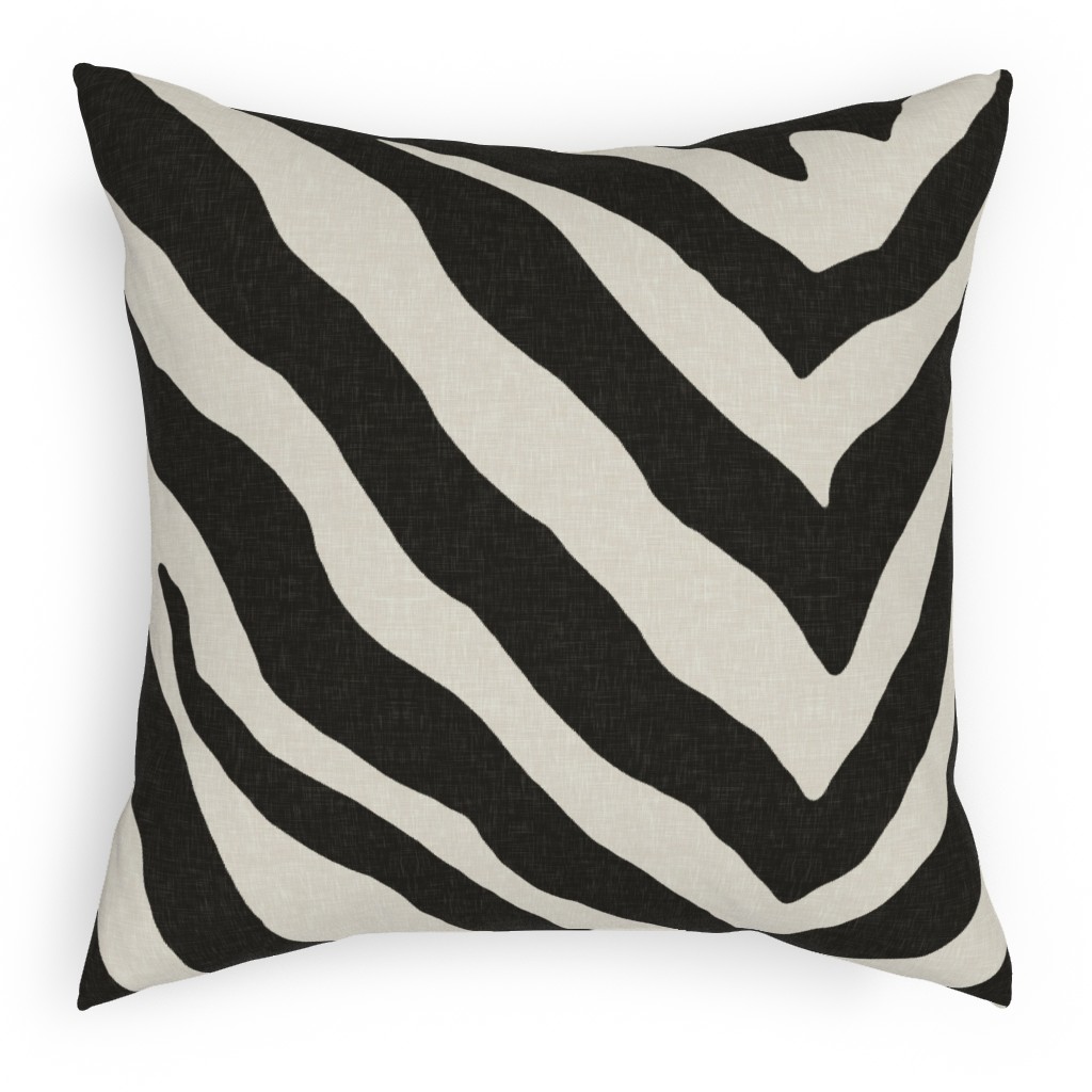 Zebra Pattern Pillow, Woven, Black, 18x18, Single Sided, Black