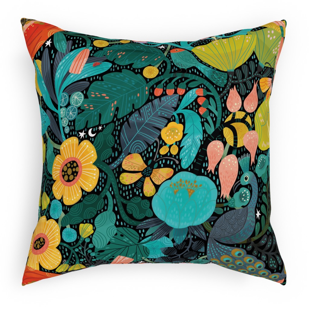 Bohemian Bop - Multi Pillow, Woven, Black, 18x18, Single Sided, Multicolor