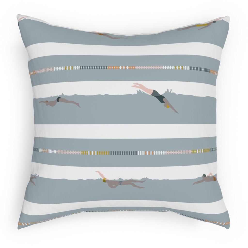Swimming Laps Stripe - Multicolor Pillow, Woven, Black, 18x18, Single Sided, Multicolor