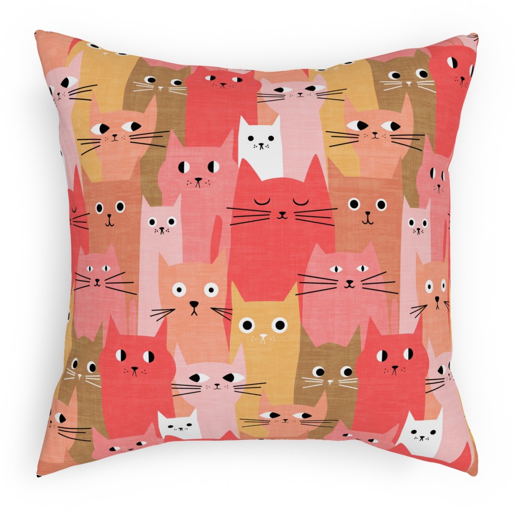 Silly Cats - Multicolor Pillow, Woven, Black, 18x18, Single Sided, Multicolor