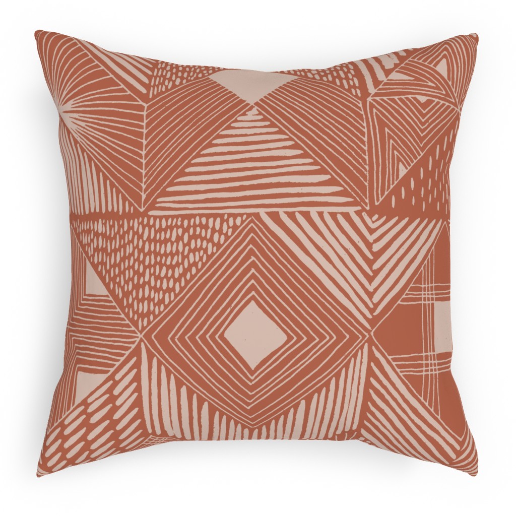 Neutral Retreat - Terracotta Pillow, Woven, Black, 18x18, Single Sided, Pink, Bright Pink