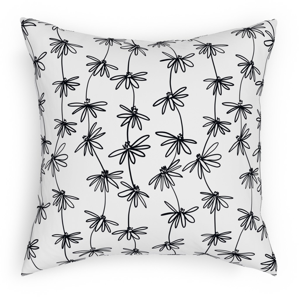 Daisy Chain - Black and White Pillow, Woven, Black, 18x18, Single Sided, White
