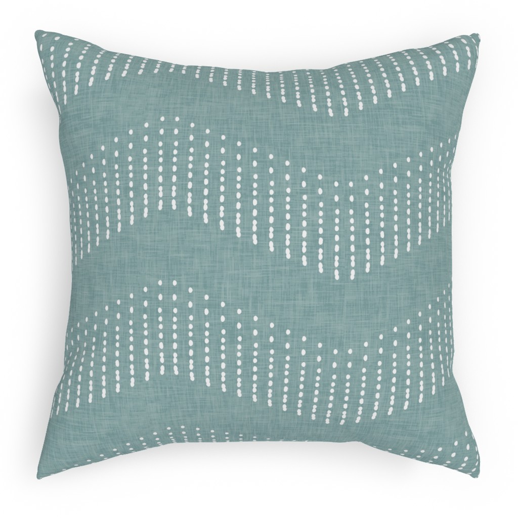 Arcadia Dashy Chevron - Dusty Blue Pillow, Woven, Black, 18x18, Single Sided, Blue, True Blue