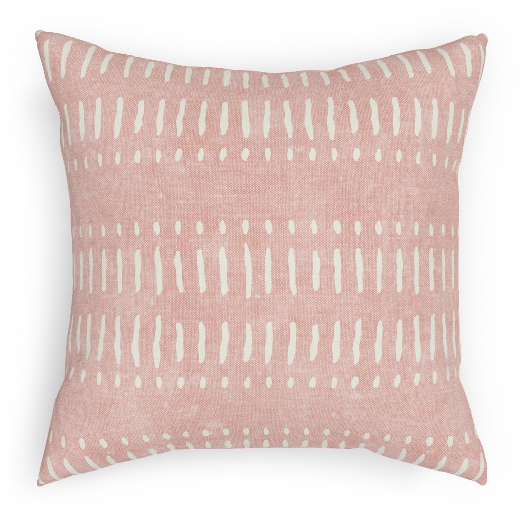 Dash Dot Stripes Pillow, Woven, Black, 18x18, Single Sided, Pink