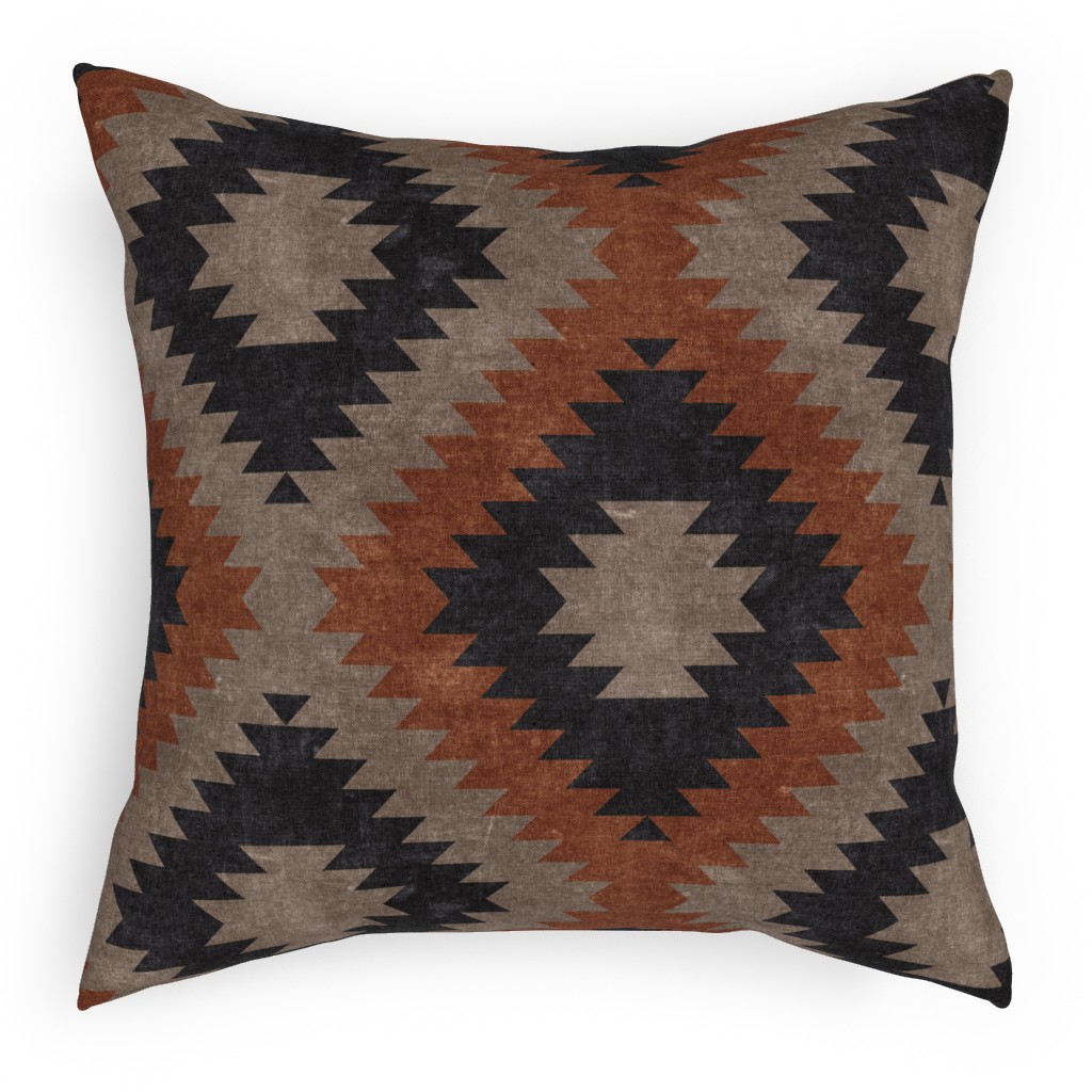 Tribal Southwest Boho Pillow, Woven, Black, 18x18, Single Sided, Brown, Taupe