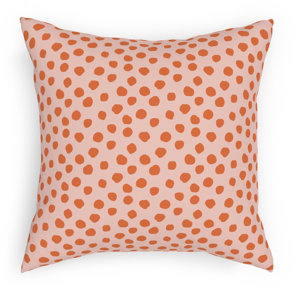 Dotty - Pink and Orange Pillow, Woven, Black, 18x18, Single Sided, Pink, Bright Pink