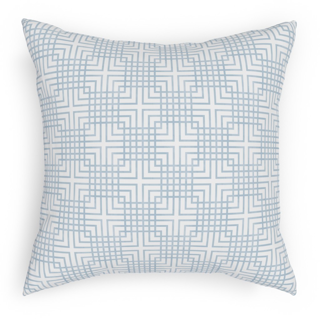 Cross Grid - Blue Pillow, Woven, Black, 18x18, Single Sided, Blue, True Blue