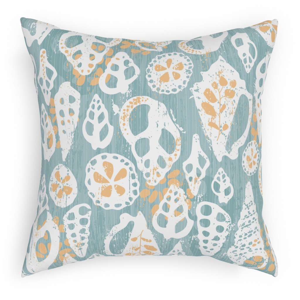 Beach Sunrise - Blue Pillow, Woven, Black, 18x18, Single Sided, Blue, True Blue