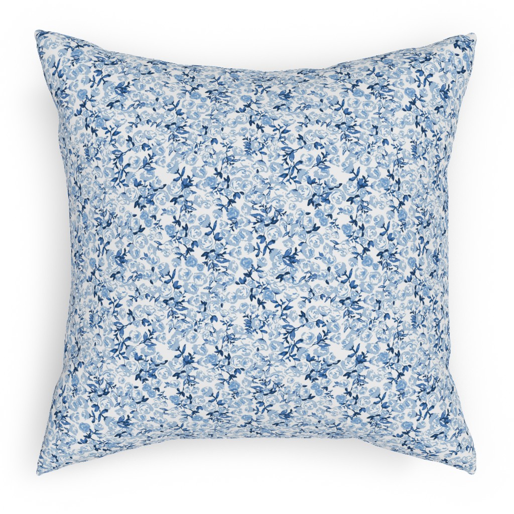 a Thousand Roses - Blue Pillow, Woven, Black, 18x18, Single Sided, Blue, True Blue