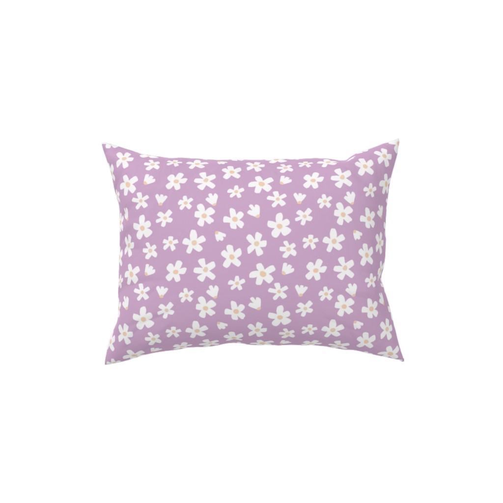 Daisy Garden Floral - Purple Pillow, Woven, Black, 12x16, Single Sided, Purple