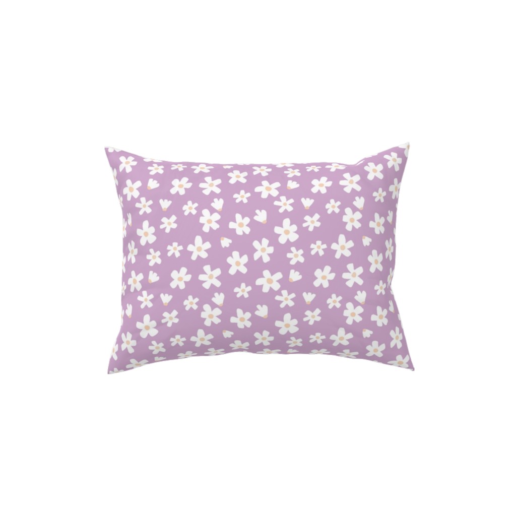 Daisy Garden Floral - Purple Pillow, Woven, Black, 12x16, Single Sided, Purple, Purple