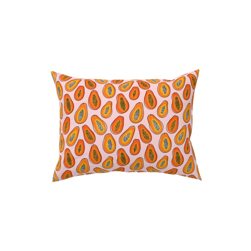 Abstract Papayas - Pink Pillow, Woven, Black, 12x16, Single Sided, Pink, Bright Pink
