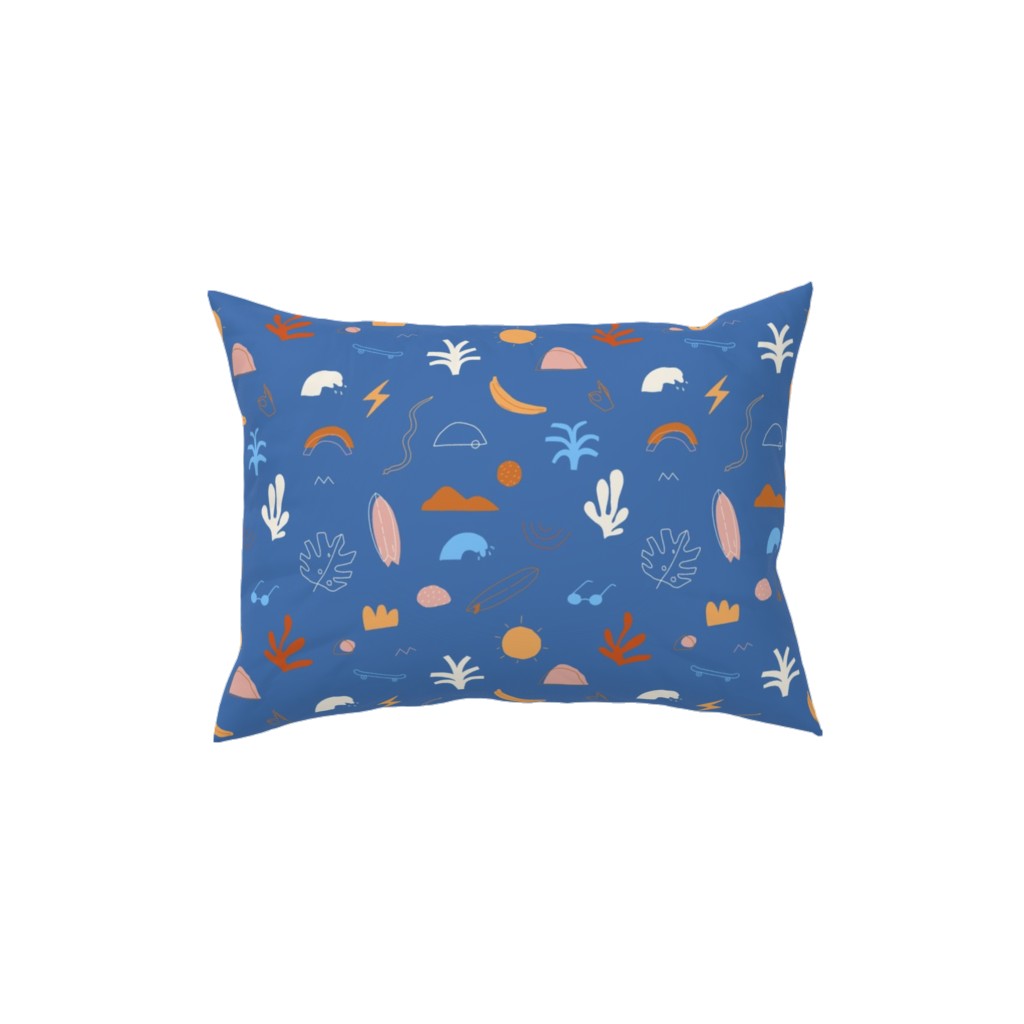 Summer Dayz - Blue Pillow, Woven, Black, 12x16, Single Sided, Blue