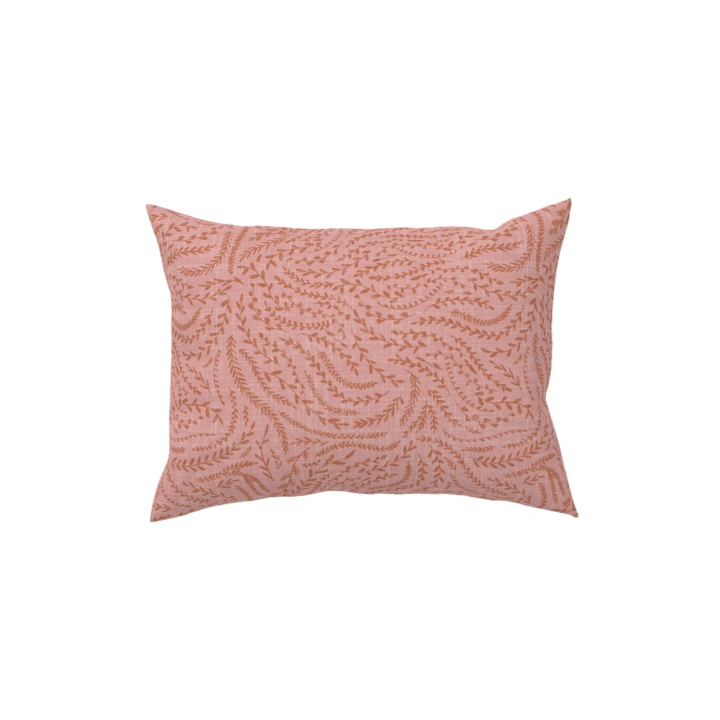 Notion - Fine Floral - Pink and Rust Pillow, Woven, Black, 12x16, Single Sided, Pink