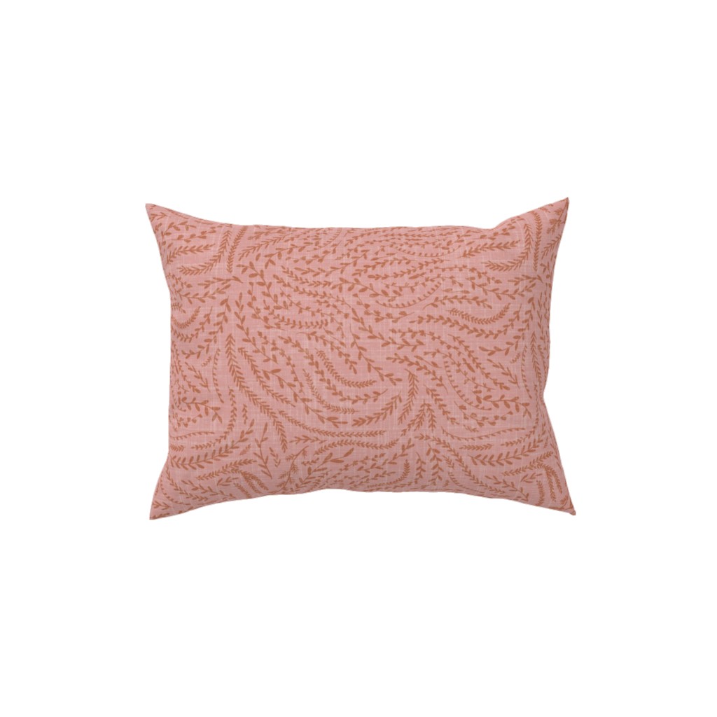 Notion - Fine Floral - Pink and Rust Pillow, Woven, Black, 12x16, Single Sided, Pink, Bright Pink